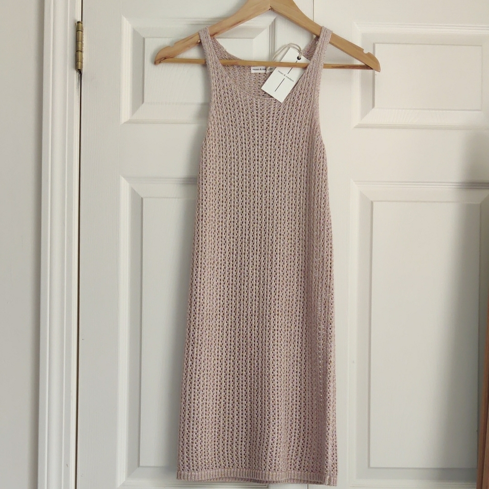 Moon & Madison Tan Ribbed Halter Midi Dress